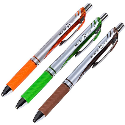 Ручка-роллер "Energel BL77", 0.7 мм, серебристый, оранжевый, стерж. оранжевый - 3