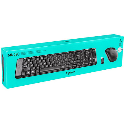 Клавиатура + мышь Logitech "MK220", беспроводная, черный - 2