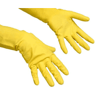 Перчатки хозяйственные из натур.латекса Многоцелевые,суперпрочн с хлопковым покрытием, М, желтый