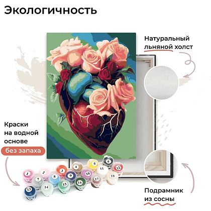 Картина по номерам "Сердце из Роз" - 5