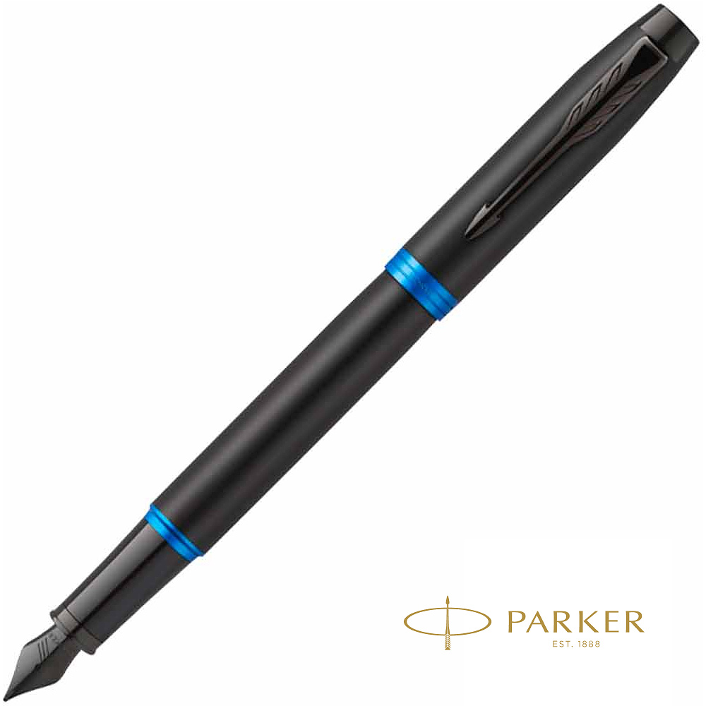 Ручка перьевая Parker "IM Vibrant Rings F315", M, черный, синий, патрон синий
