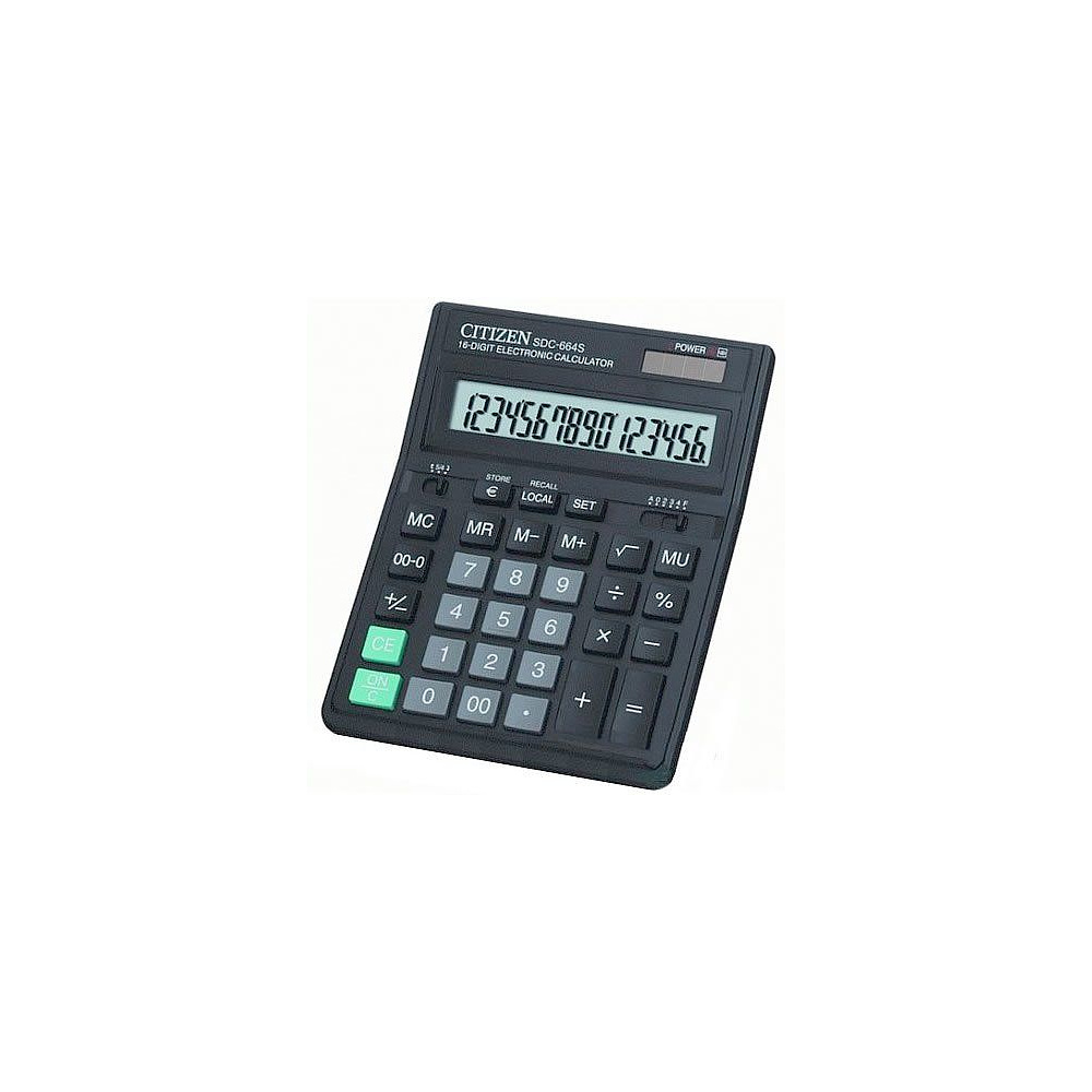 Калькулятор настольный Citizen "SDC-664S", 16-разрядный, черный