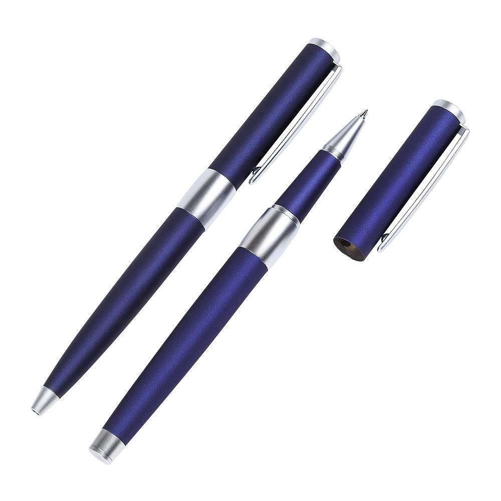 Набор ручек "Senator Image Chrome": ручка шариковая автоматическая и роллер, темно-синий, серебристый - 2