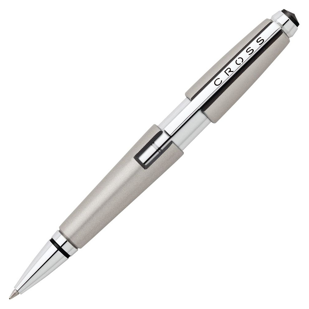 Ручка-роллер "Cross Edge", 0.7 мм, серый, серебристый, стерж. черный