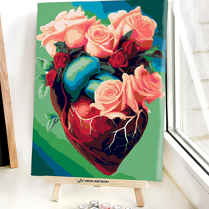 Картина по номерам "Сердце из Роз" - 3