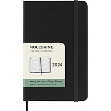 Еженедельник датированный Moleskine "Classic Wkly Pocket" на 2024 год, 114 страниц, линованный, черный