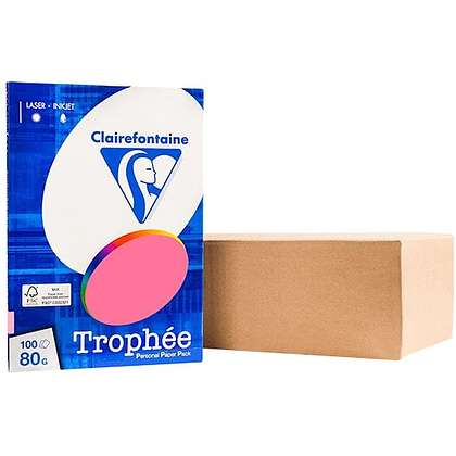 Бумага цветная "Trophée", А4, 100 листов, 80 г/м2, ярко-розовый - 2
