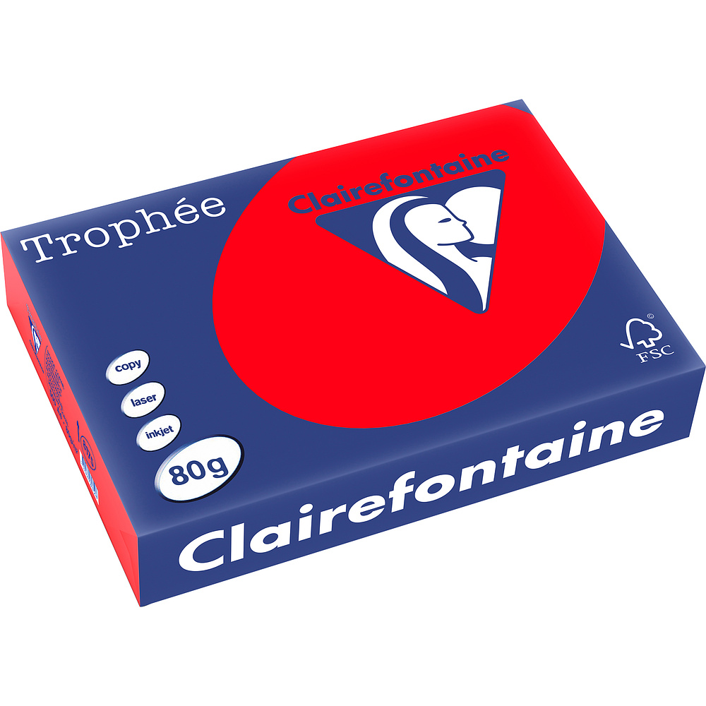 Бумага цветная "Trophée", А4, 500 листов, 80 г/м2, красный