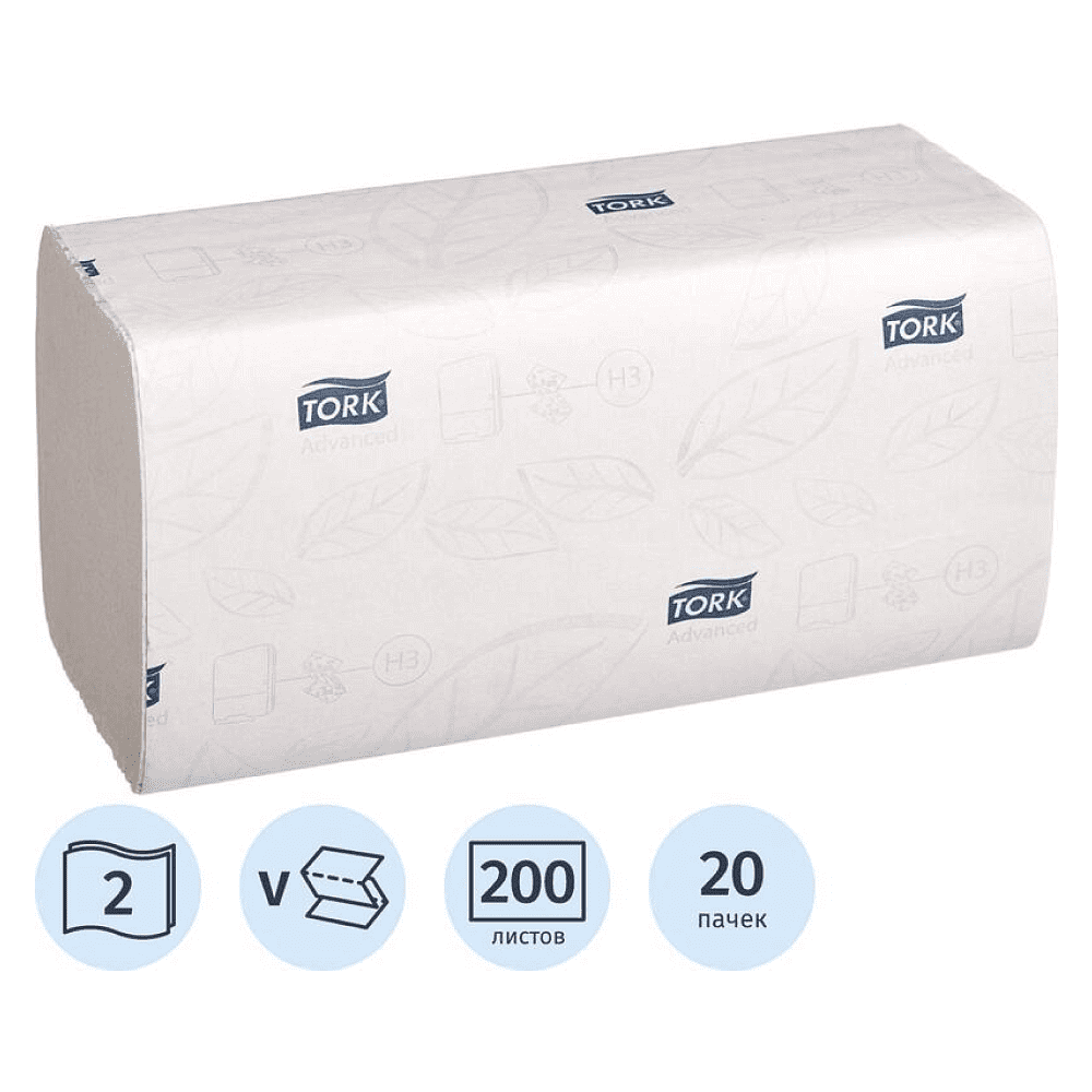 Полотенца бумажные "Tork  Advanced", листовые сложения ZZ, 200 шт, H3 (290184)